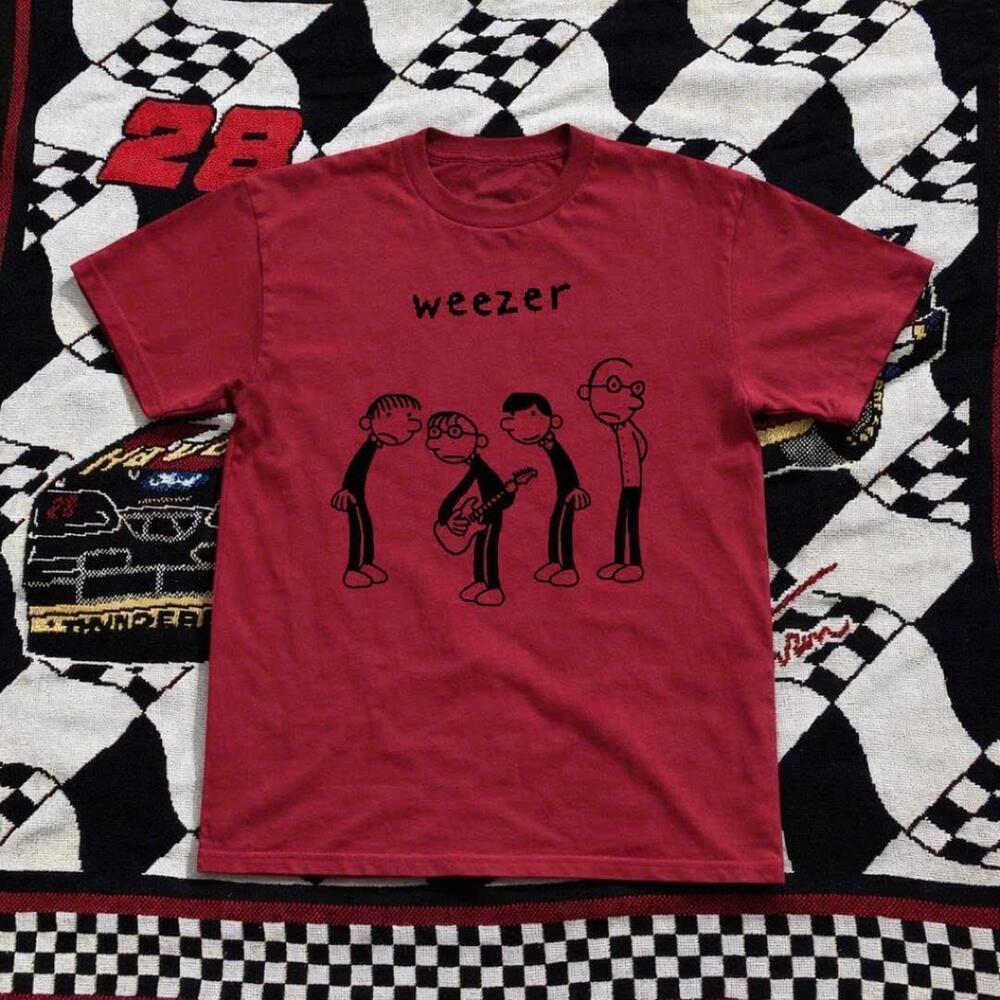Red Weezer Band Tee With Black Accents